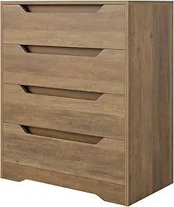 White Dresser, 4 Drawers Dresser, Modern Chest of Drawers with Cut-Out Handles, Small Dressers with Drawer, Wood Makeup Chest O