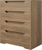 White Dresser, 4 Drawers Dresser, Modern Chest of Drawers with Cut-Out Handles, Small Dressers with Drawer, Wood Makeup Chest O