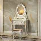 European Luxury Vanity Table Bedroom Mid Century White Makeup Dressing Table Cosmetics Chair Penteadeira Postmodern Furniture