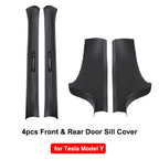 Front & Rear Door Sill Guards For Tesla Model Y ABS Inner Protector Cover Plate Trim Anti-Dirty Bumper Welcome Pedal Kick Pad