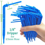 50-1000pcs Greenhouse 3/5m Hose Drip Irrigation Drippers 1/8'' Bending Arrow Emitters Garden Potted Micro Watering System