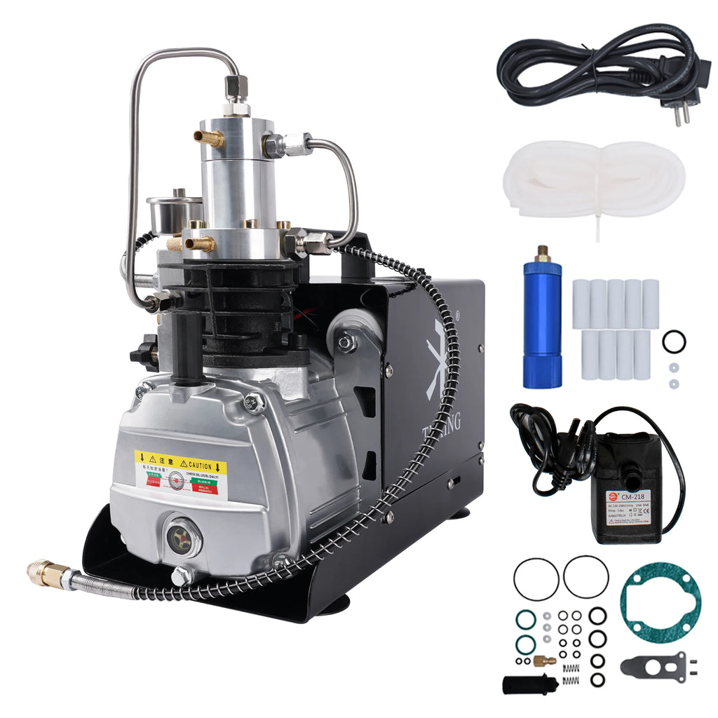 TUXING TXES022 300Bar PCP Compressor Electric 4500Psi High Pressure Air Compressor Auto Stop for PCP Scuba Diving Tank Rifle