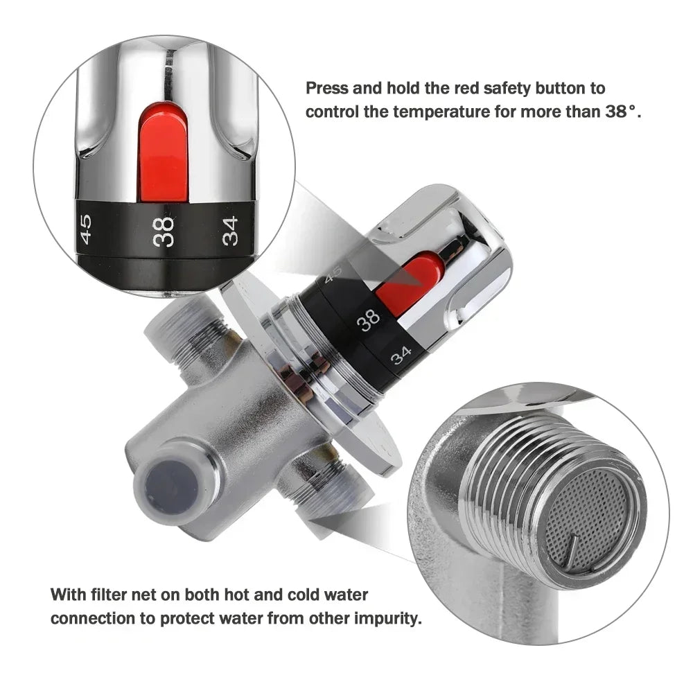 Brass Thermostatic Mixer Valve for Bathroom & Water Heater