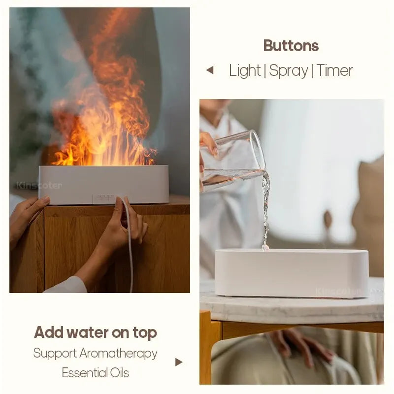 Newest RGB Flame Aroma Diffuser Humidifier USB Desktop Simulation Ligh