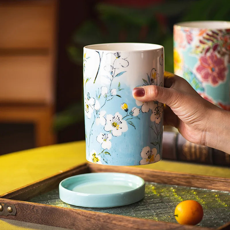 Ceramic Chopsticks Barrel Holder Knife Spoon and Fork Storages Holder Flower Storage Jar Household Kitchen Storage Supplies New
