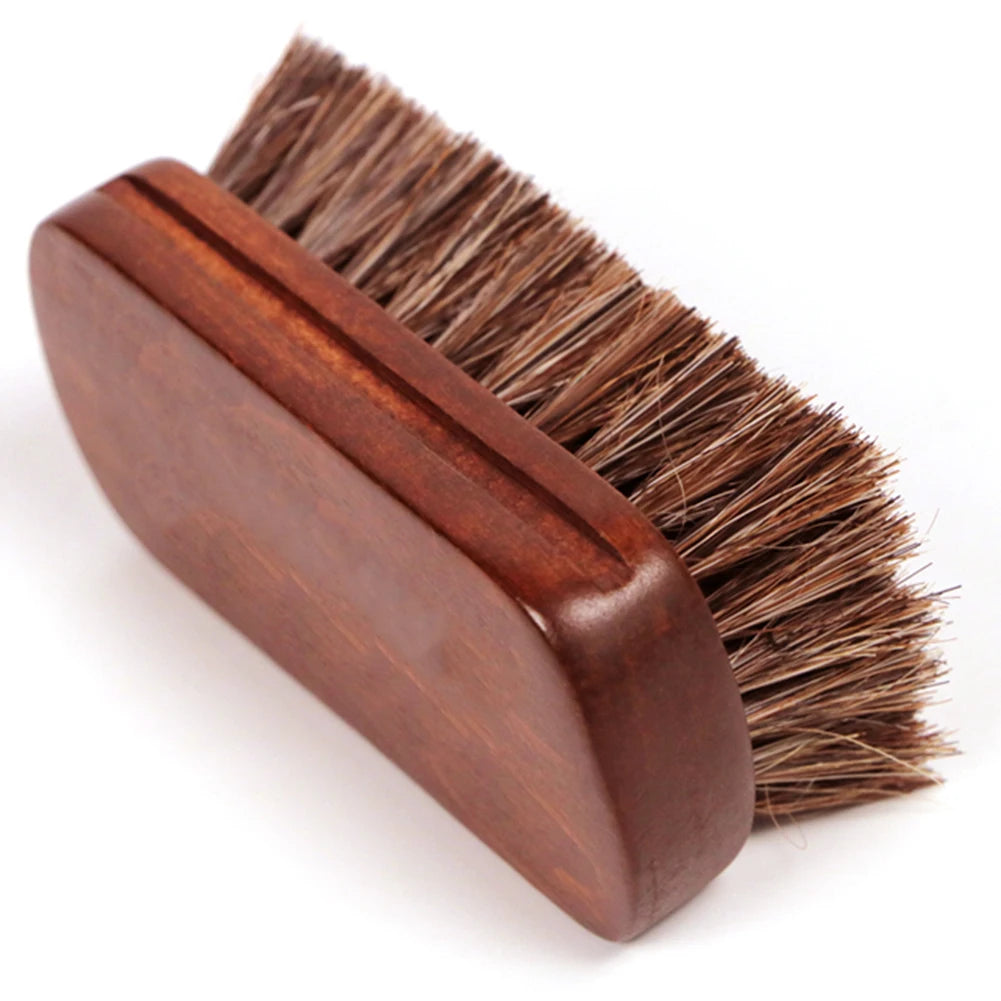 Horsehair Leather Textile Cleaning Brush Shine Polishing Brush Auto Wash for Car Interior Furniture Apparel Bag
