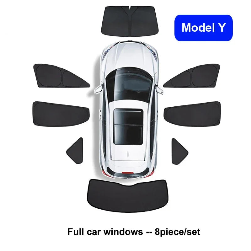 Privacy Full Cover Car Sunshade For Tesla Model Y 2024 Glass Roof Sun Shade Window Sunroof UV Shield Camping Travel Accessories