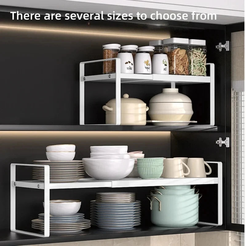 Home Household Space Saving Kitchen Cabinet Organizer Multi Level Expandable Storage Rack Layered Shelf for Seasonings Dishes