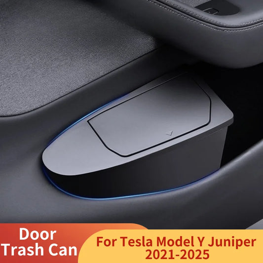 Front Door Trash Can for Tesla Model Y Juniper 2021-2025 Rear Central Control Garbage Bin Waterproof Storage Box Car Accessories