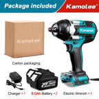 Kamolee 1800 N.M high torque wireless charging impact wrench 1/2inch brushless electric wrench compatible with Makita18V battery