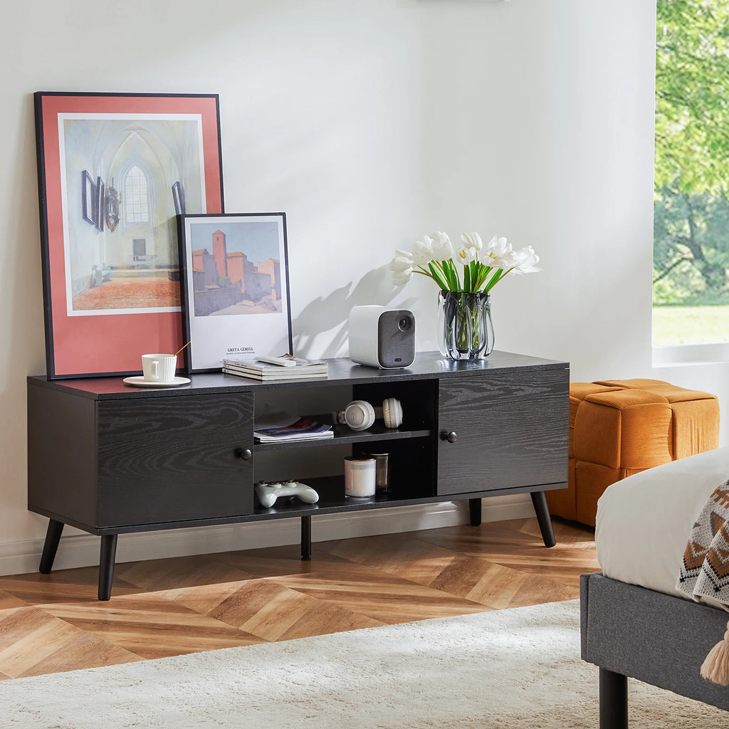 Wooden TV Stand & Electric Fireplace