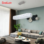Crystal Oval Desig Led Chandelier Modern Large Crystal Pendant Hanging Light Fixtures For Living Room Bedroom Ceiling Lustres