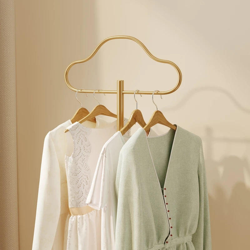 Scandinavian Accessible Luxury Clothes Hanger Bedroom Floor-Standing Household Clothes Storage Rack Living Room Metal Vertical Marble Coat Rack