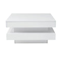 KOMHTOM Square coffee table table in White Modern Technological Style With Bluetooth LED Strip
