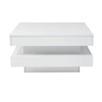 KOMHTOM Square coffee table table in White Modern Technological Style With Bluetooth LED Strip