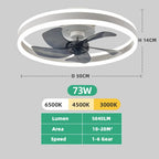 Modern LED Ceiling Fan with Remote & Dimmable Lighting