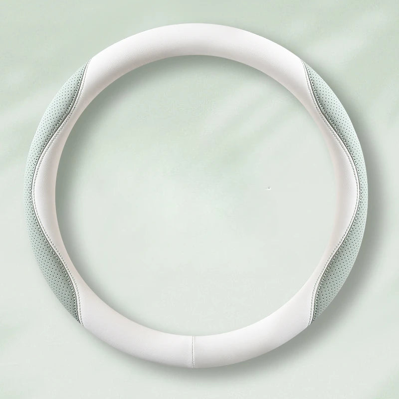 PU Leather and Mesh Car Steering Wheel Cover, Comfortable and Breathable, Keeps Cool in Summer and Warm in Winter