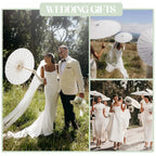 6-120Pcs 33inch Paper Umbrellas for Wedding Guest White Paper Parasol Umbrellas for Guests Wedding Photography Props with Fans