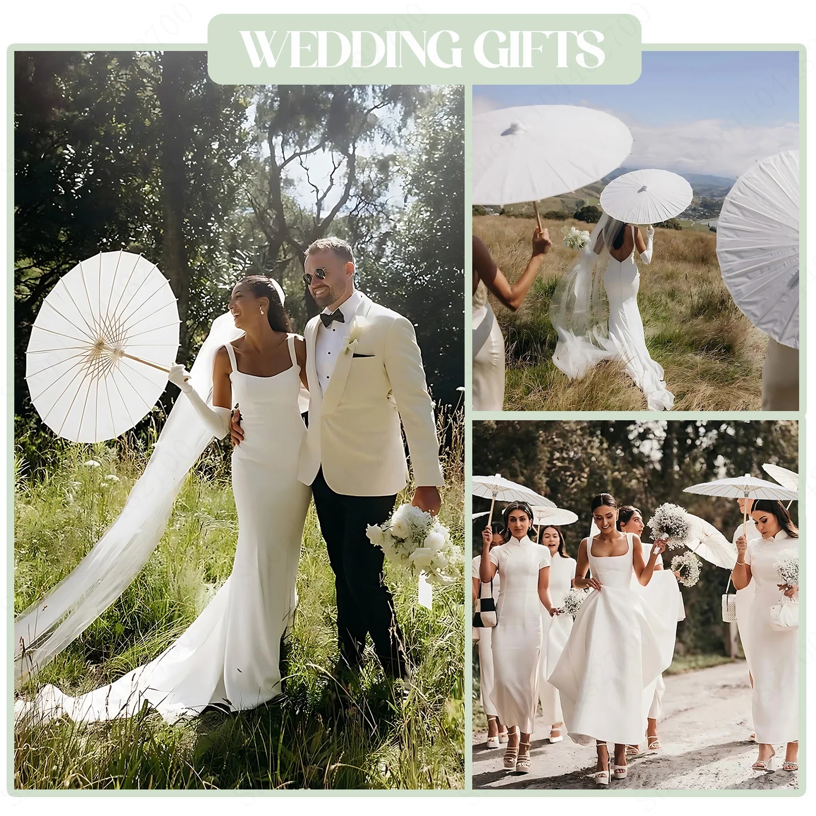 6-120Pcs 33inch Paper Umbrellas for Wedding Guest White Paper Parasol Umbrellas for Guests Wedding Photography Props with Fans