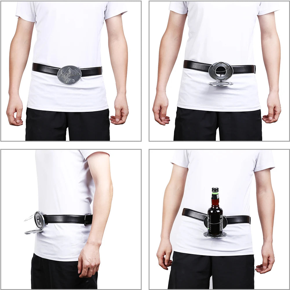 Portable Bar Metal Beer Head Belt Funny Bottle Buckle for Outdoor Drinking Camping Picnic Wine Can Holder Party Funny Decoration