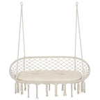 Outside Patio Swing Chair W/ Steel Frame, Built-In Armrests, & Curved Back White