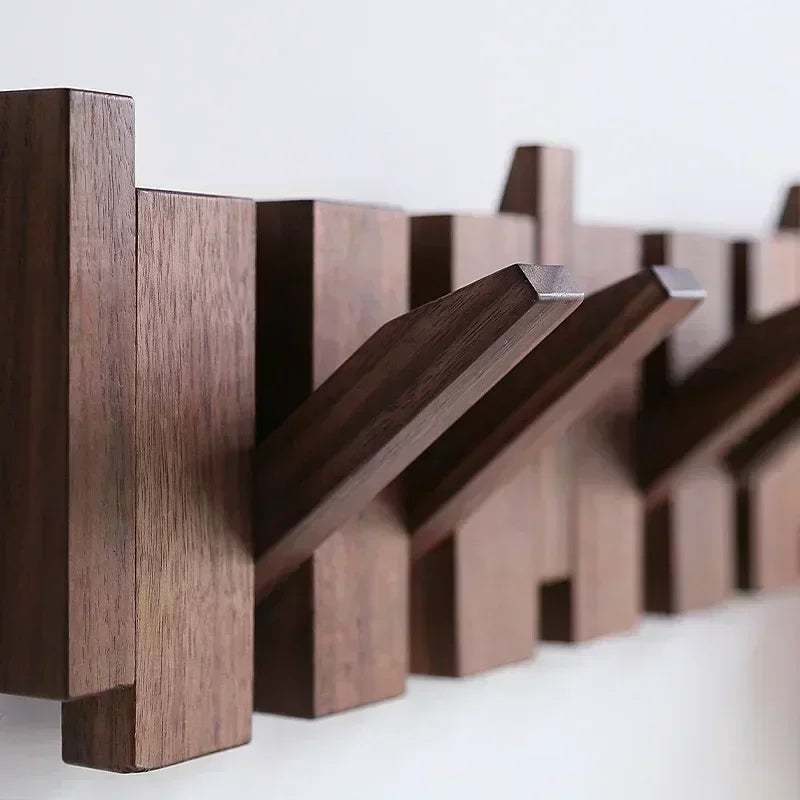 Walnut Wall Hanging Coat Racks Wall Entry Door Porch Hanging Coat Rack Perforated Solid Wood Creative Piano Keys Clothes Hook