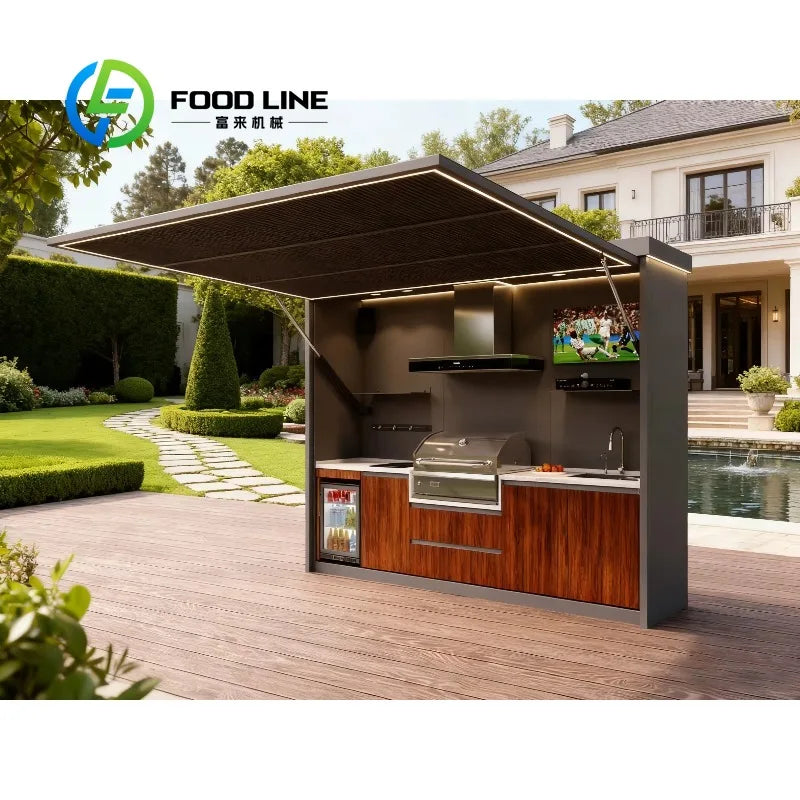 Customized 2025 Premium Modern Built-in Portable Weatherproof Modular Outdoor Kitchen BBQ Island with Grill Complete Set