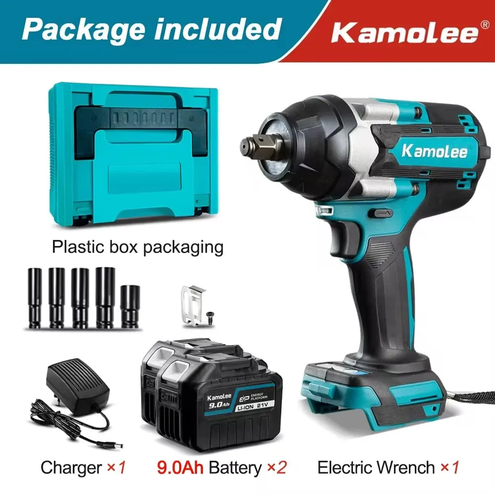 Kamolee 1800 N.M high torque wireless charging impact wrench 1/2inch brushless electric wrench compatible with Makita18V battery
