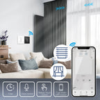 WiFi Smart 2.5D Arc Glass Touch Panel Curtain Switch for Roller Blinds Shutters APP Remote Control Work With Alexa Google Home
