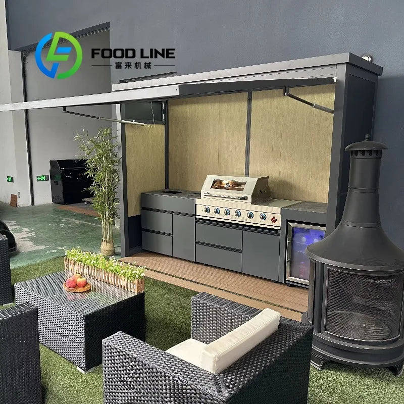 Outdoor Kitchen Shed With Integrated Countertop Functional Workspace Enclosed Structure For Backyard Bbq Preparation