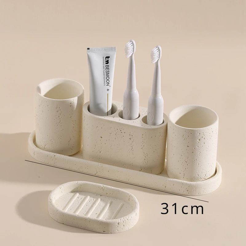 Wabi-sabi European Home Bathroom Set Hotel Electric Toothbrush shelf Bathroom Lotion bottle Toothbrush holder tray Toiletry set