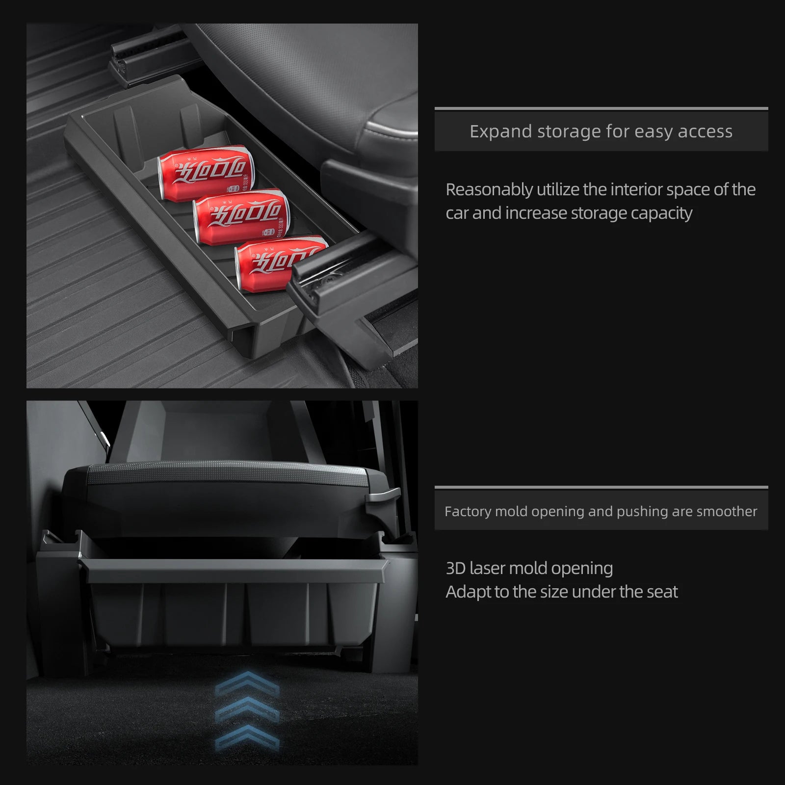 for Tesla Cybertruck Under Seat Storage Box Car Accessories Drawer Type Organizer Storage Front Seat Lower Box Case 2024-2025