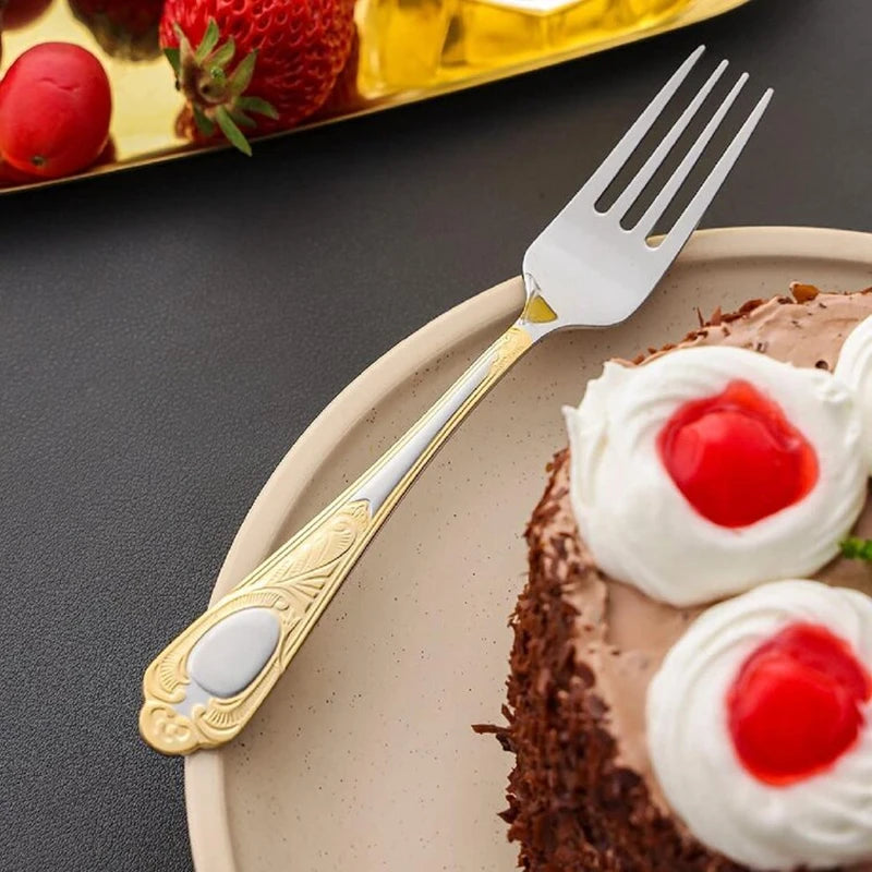 KuBac Hommi 24pcs Luxury Gold Cutlery Set Dinnerware Set Tableware Silverware Dinner Fork Knife Silverware For 6Drop Shipping