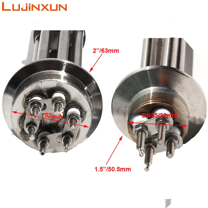 LUJINXUN Tri Clamp Heating Element G2"/1.5" Ten Immersion Water Tubular Electric Heater for Brewing 1.5KW-12KW SUS304 220V 1pc