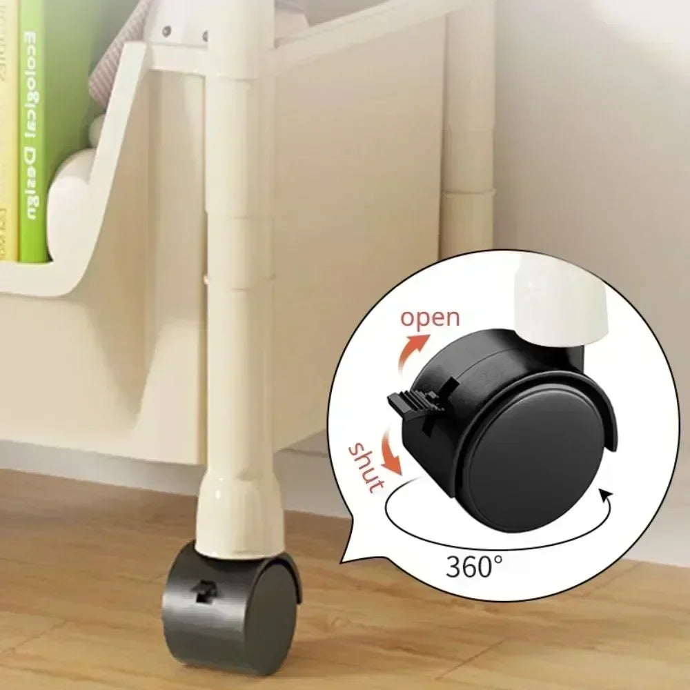 Kitchen Organizer Storage Rack Mobile Snack Toy Trolley Desk Side Book Shelf Rack Wheels