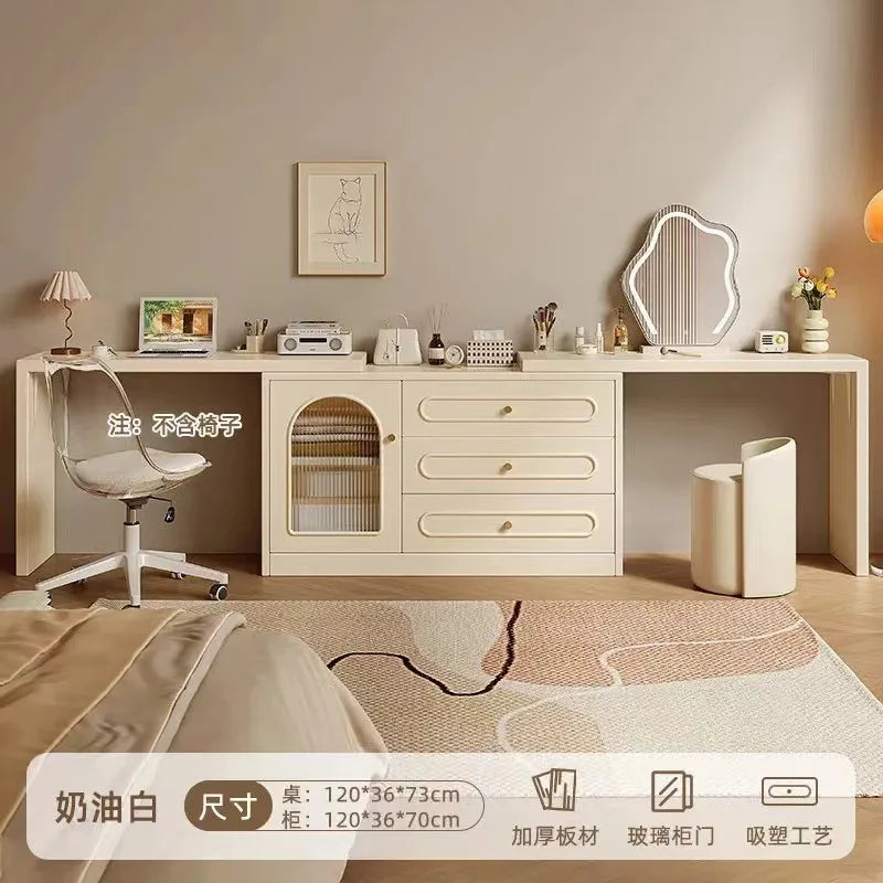 New Cream Style Dresser Bedroom Minimalist Modern Bedside Table Dresser Storage Cabinet Integrated Makeup Table