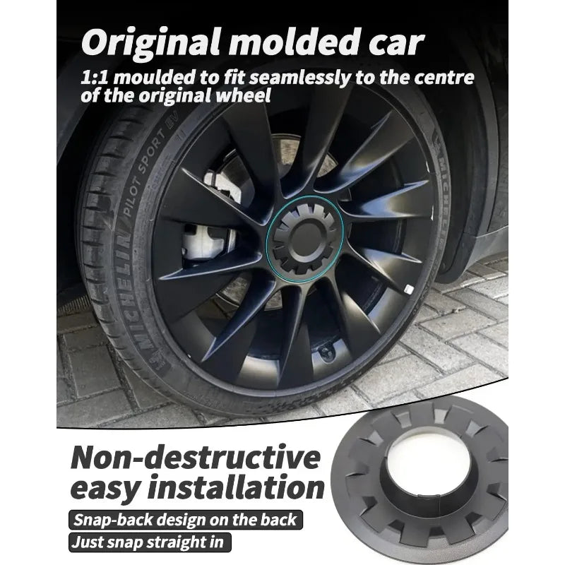 4PCS Wheel Hub Caps Center Cover for Tesla 2024 Model 3 Highland Wheel Cap Kit Center Cap Lug Nut Covers Modification Hubcaps