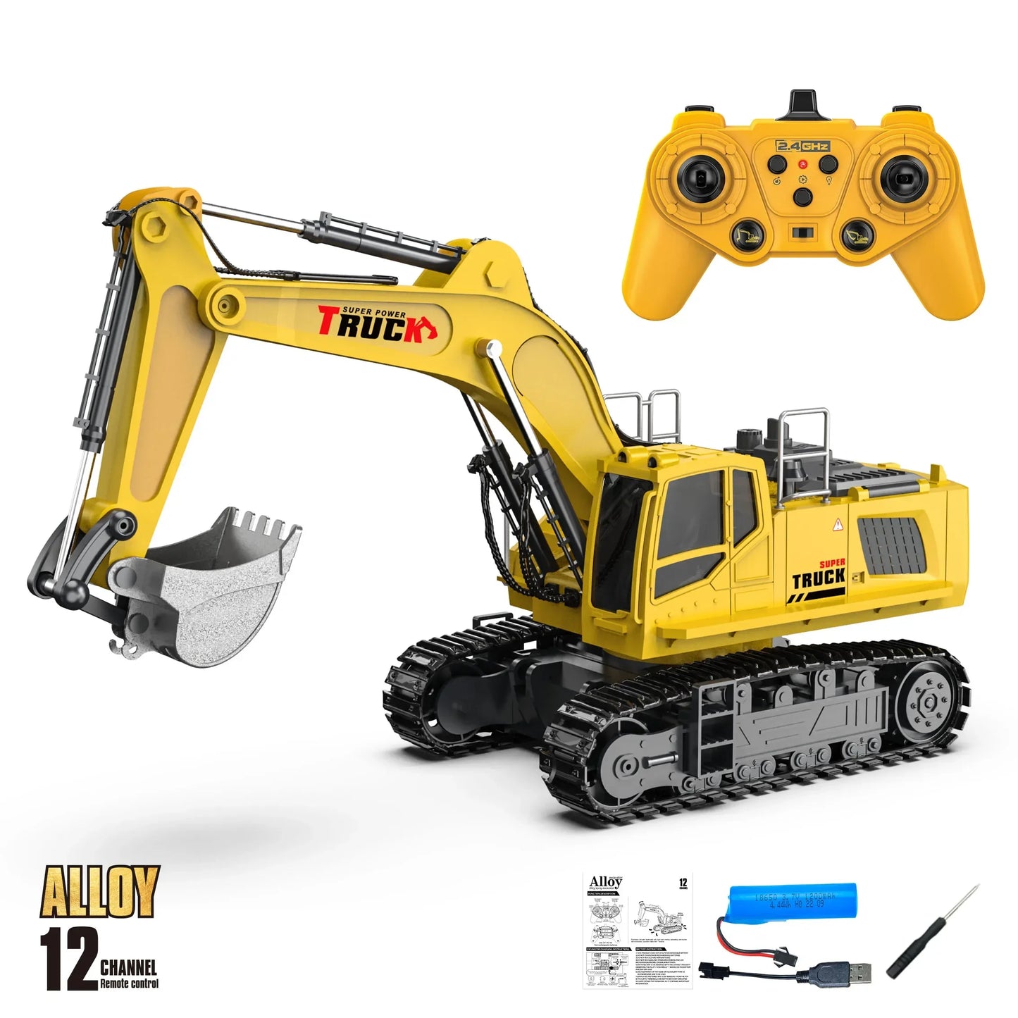 Alloy Rc Car 15/13Ch Remote Control Excavator Radio-Control Truck Construction Vehicle Simulated Model Children Xmas Gift