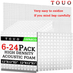 TOUO 6/12/24 Pcs Pyramid Acoustic Foam Sound Absorbing Studio Acoustic Treatment Noise Insulation For Walls Acoust Insulation