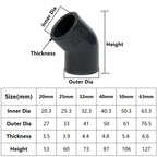1PC 20~63mm Dark Grey UPVC Pipe Connector Straight Elbow Tee Garden Irrigation DIY Accessories Aquarium Water Tank Supply Joints