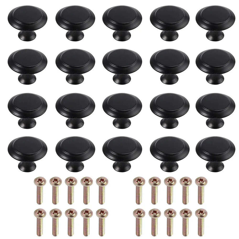 20pcs/set Round Cabinet Knobs Stainless Steel Drawer Knobs Kitchen Cupboard Pull Handles Furniture Hardware Accessory
