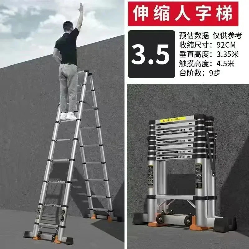 Alloy Telescopic Step Ladder Multi-functional Lifting Engineering Stairs Thickened Herringbone Ladders Folding Stairs