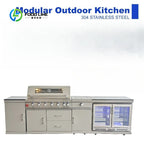 Customized Modern Stainless Steel Outdoor Kitchen Set with 7-Burner Gas Grill Side Burner and Fridge Cabinet for Backyard Patio
