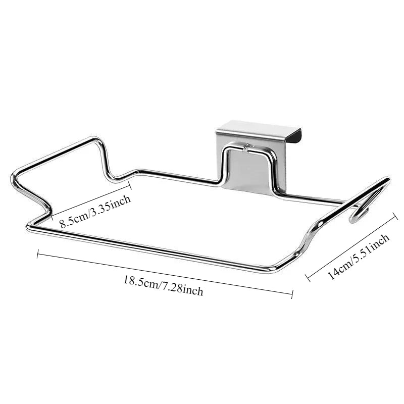 1Pc Stainless steel kitchen garbage rack: household wall mounted plastic bag storage rack, kitchen storage daily essential tools