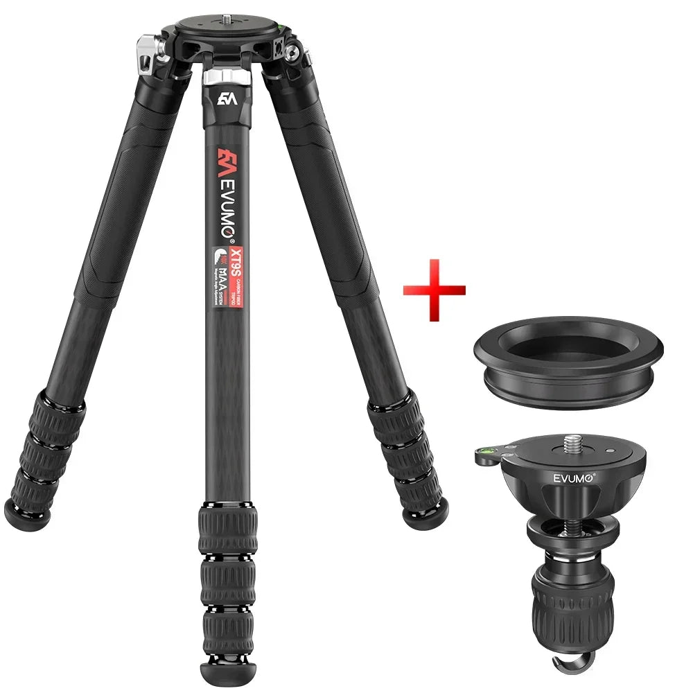 EVUMO XT9S Z8 Carbon Fiber Hunting Tripod Professional DSLRs Camera Tripod Heavy Duty Stand Camcorder Telescope Phone Load 40kg