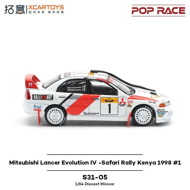 POP RACE1/64 Mitsubishi Supercar Collection Ornament Lancer Evolution IV Alloy Racing Model
