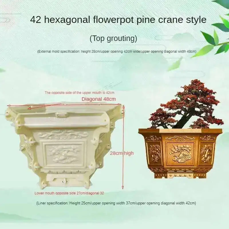 Hexagonal Cement Flowerpot Mold Home Garden Balcony Bonsai Pot Template Concrete Cast-in-place Homemade Plastic Flowerpot Mold