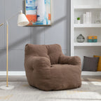 Soft Teddy Fabric Tufted Foam Bean Bag Chair With Teddy Fabric Ivory White