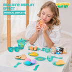 Tea Time Playset Simulated Kitchen Playset Table Snack With Storage Case Pretend Cooking Montessori Interactive