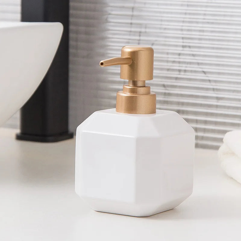 360ML Ceramic Hand Sanitizer Bottle Square Black & White Soap Liquid Container Home Shampoo Shower Gel Dividing Bottle Bathroom